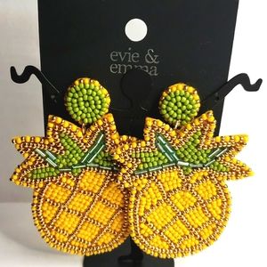 Evie & Emma Pineapple seed beaded gold Tone earrings
